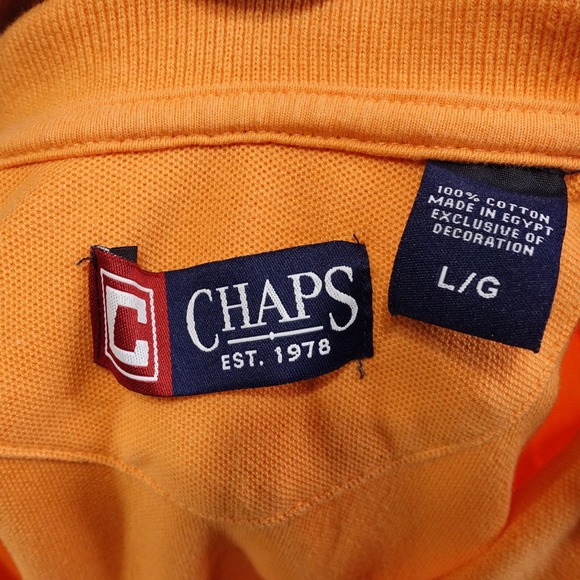 CHAPS SHORT SLEEVE ORANGE POLO SHIRT MENS SIZE L COTTON MESH - Picture 6 of 6